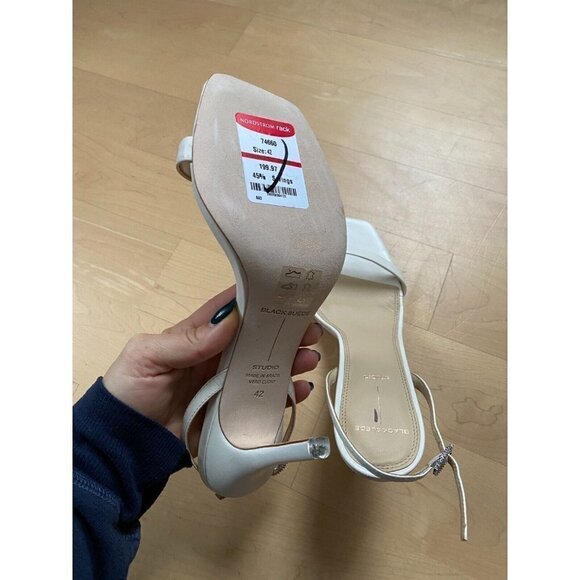 BLACK Suede Studio "Carla" BNWT Strappy Stiletto Heels Women Sz 42 New - Picture 6 of 10